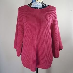 NWT cable & gauge pink knitted 3/4 bell sleeves
